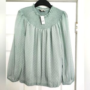 LOFT Seafoam Chiffon Blouse Size Medium NWT